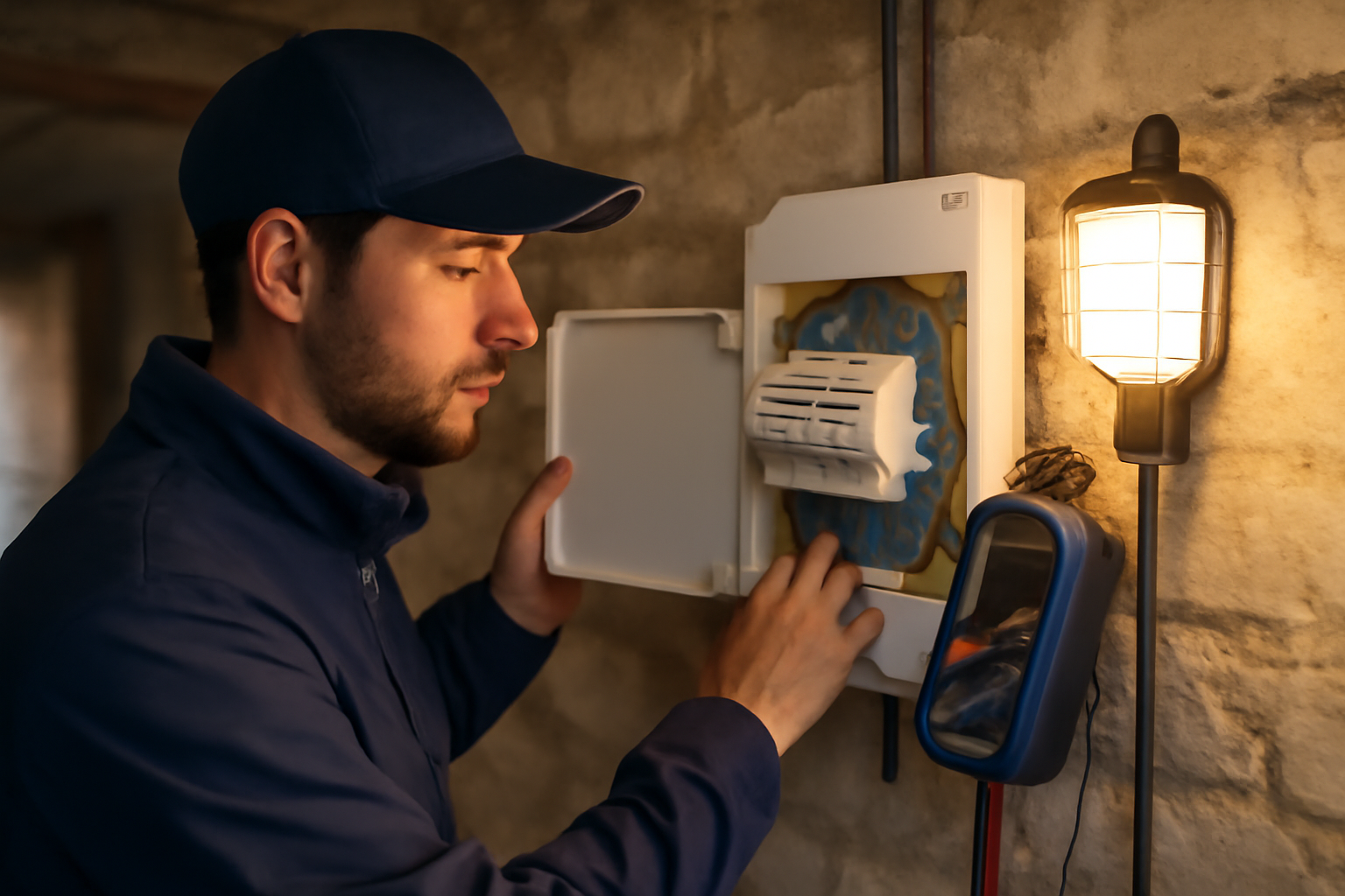 Disjoncteur lumiere dans un tableau électrique domestique avec repérage du circuit d’éclairage et test différentiel