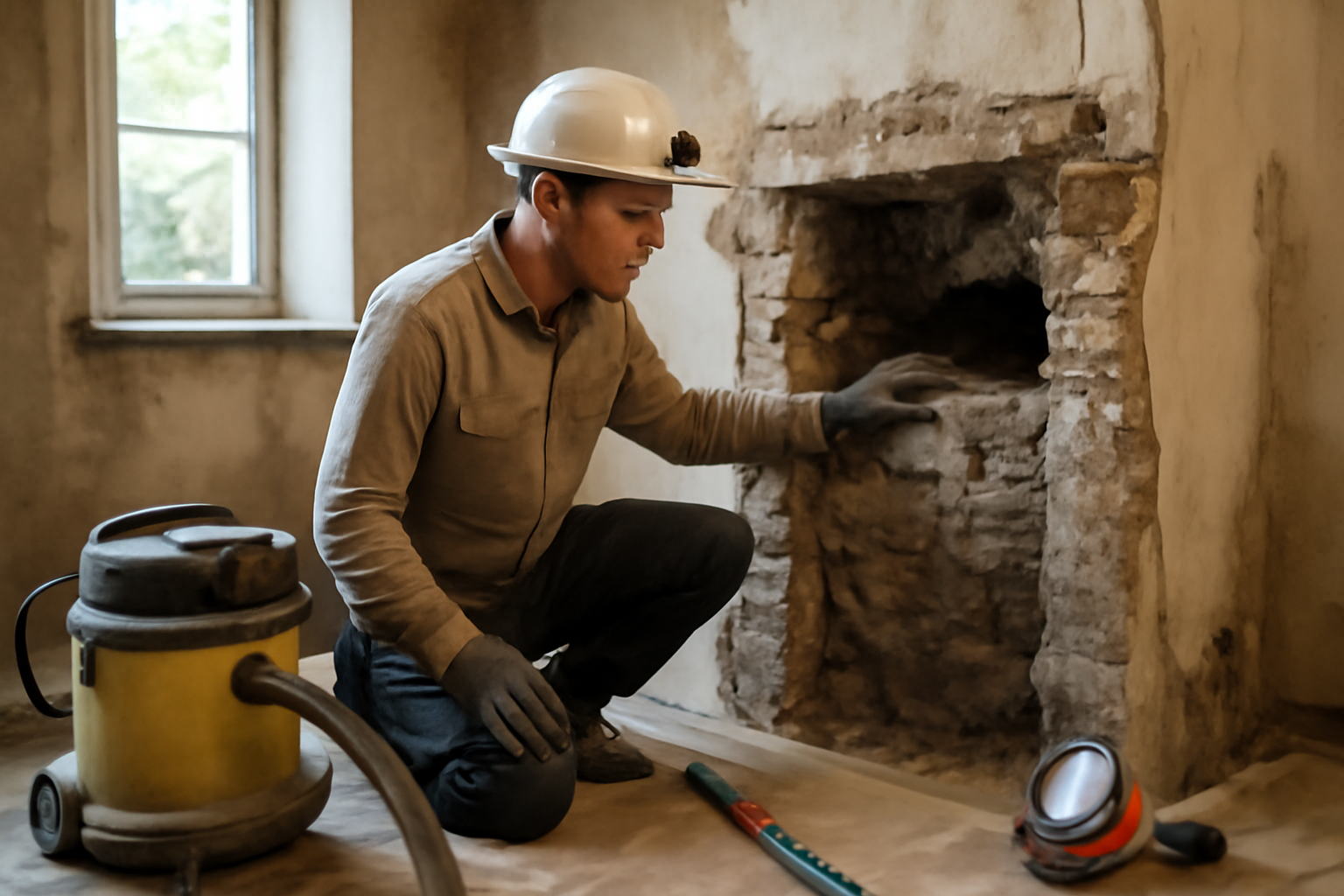enlever cheminée et laisser conduit : diagnostic du conduit et protections sur chantier