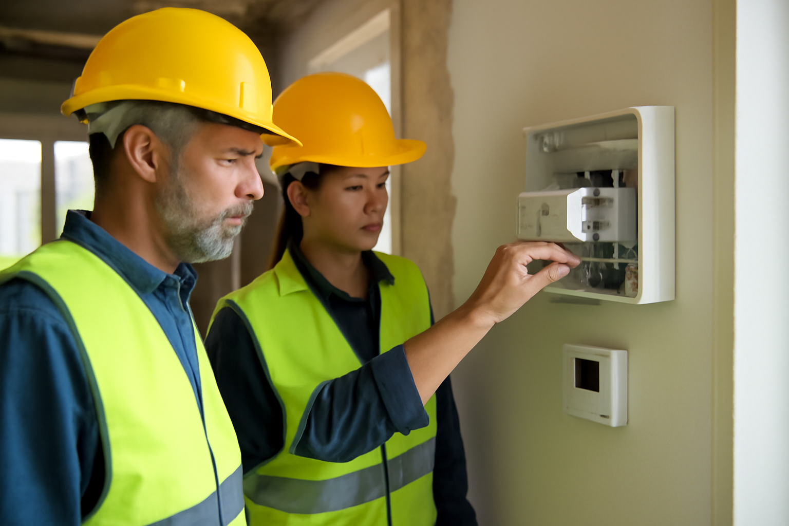 Contacteur électrique dans un tableau domestique, bobine et contacts de puissance visibles