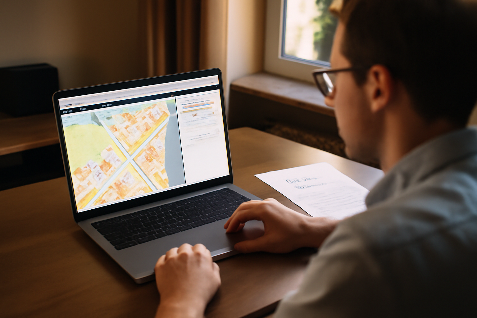 Capture écran réaliste du portail geofoncier avec recherche de parcelle et carte interactive