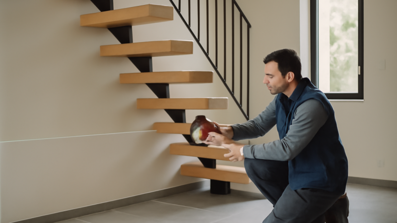 Escalier limon central sur mesure : pose et fabrication