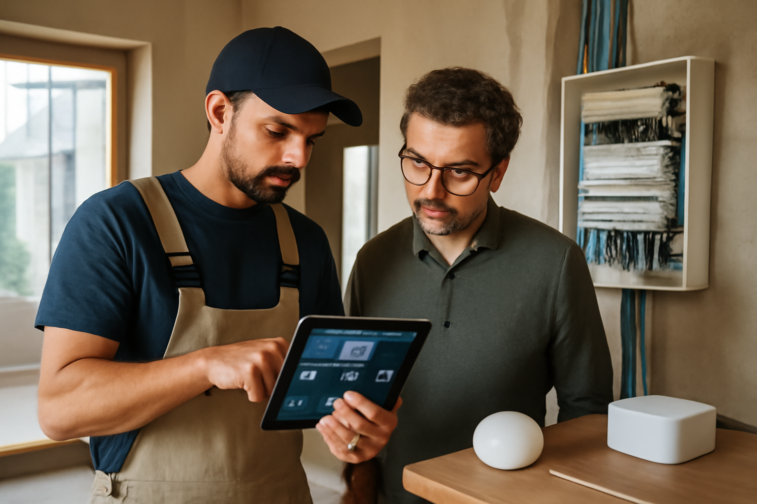 Maison connectée 2026 tendances : contrôleur domotique et capteurs sur chantier résidentiel
