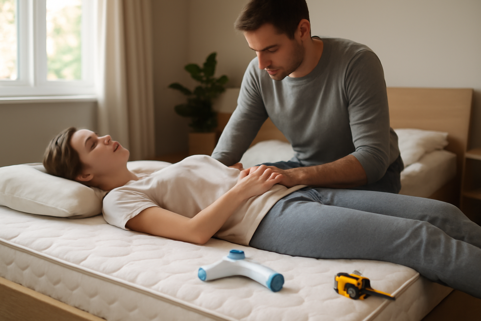 Meilleur matelas pour le dos : test à domicile en chambre, matelas et oreiller sur lit, lumière naturelle