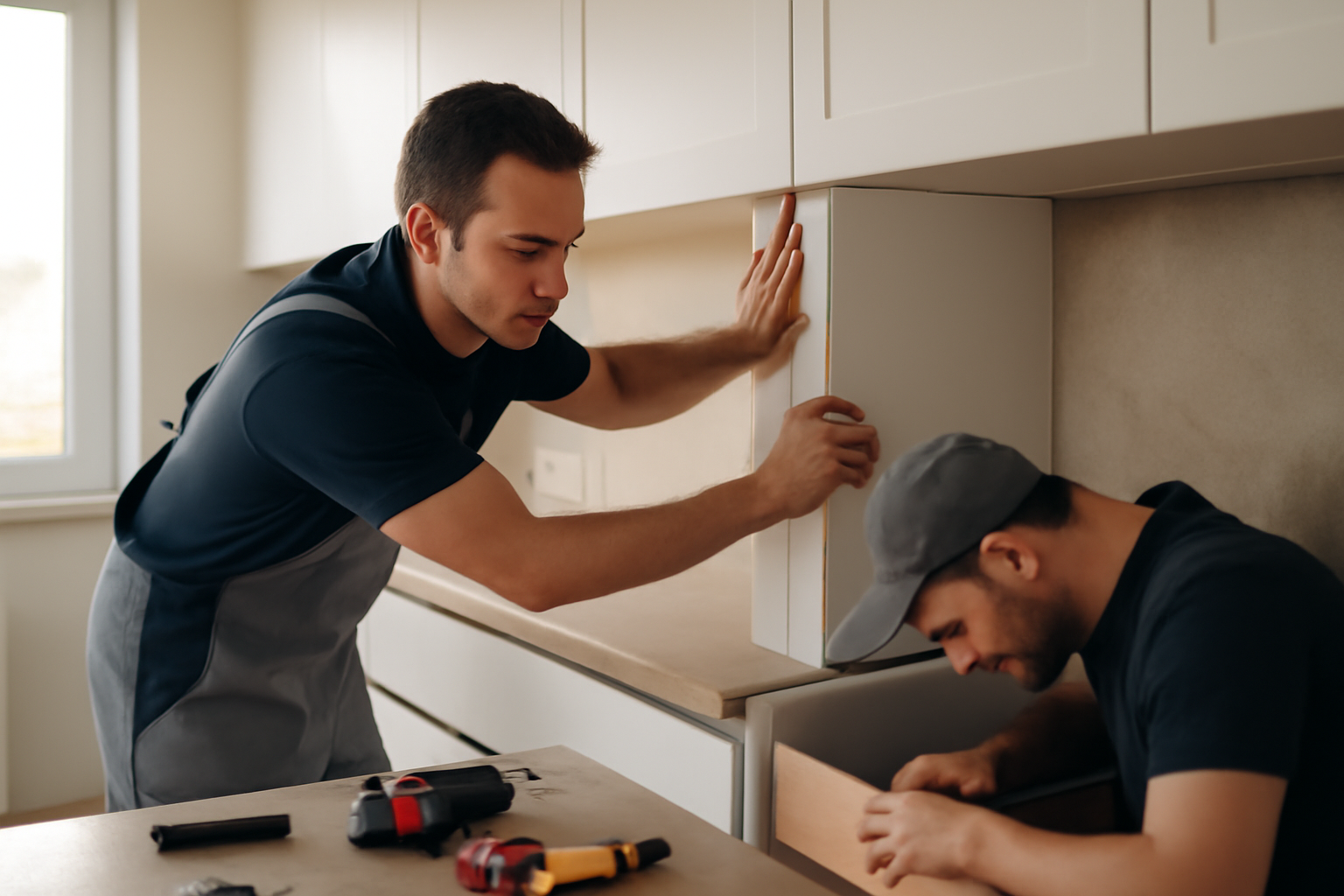 Cuisine Tyko sur-mesure : façades alignées et plan de travail en conditions réelles