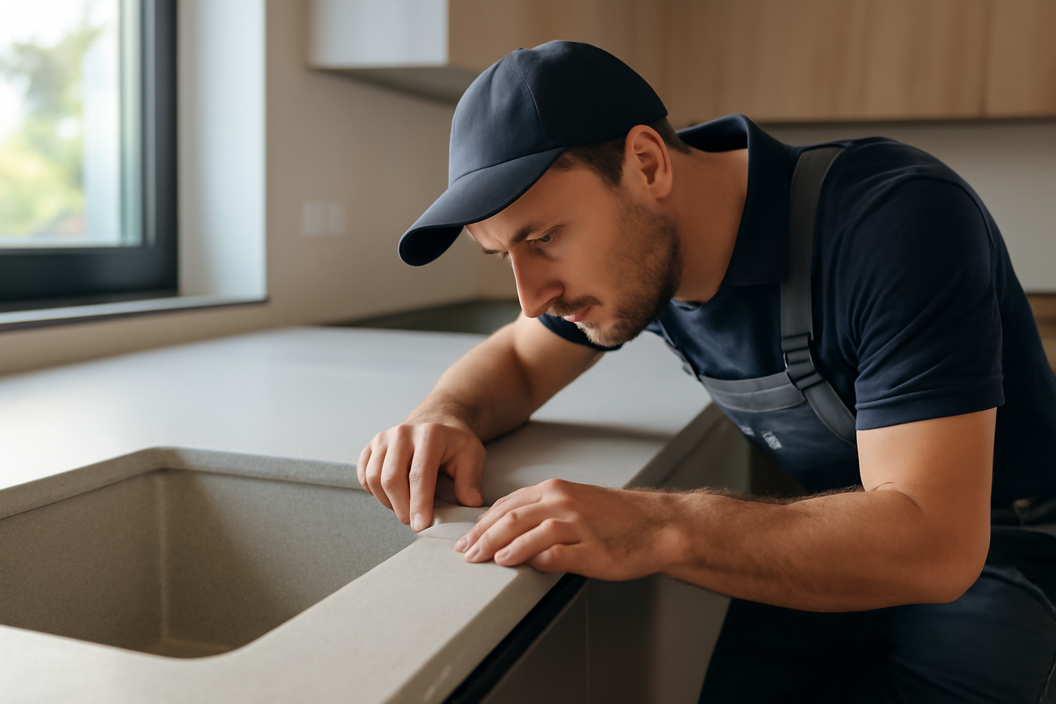 silestone ou dekton plan de travail cuisine moderne avec évier et finitions